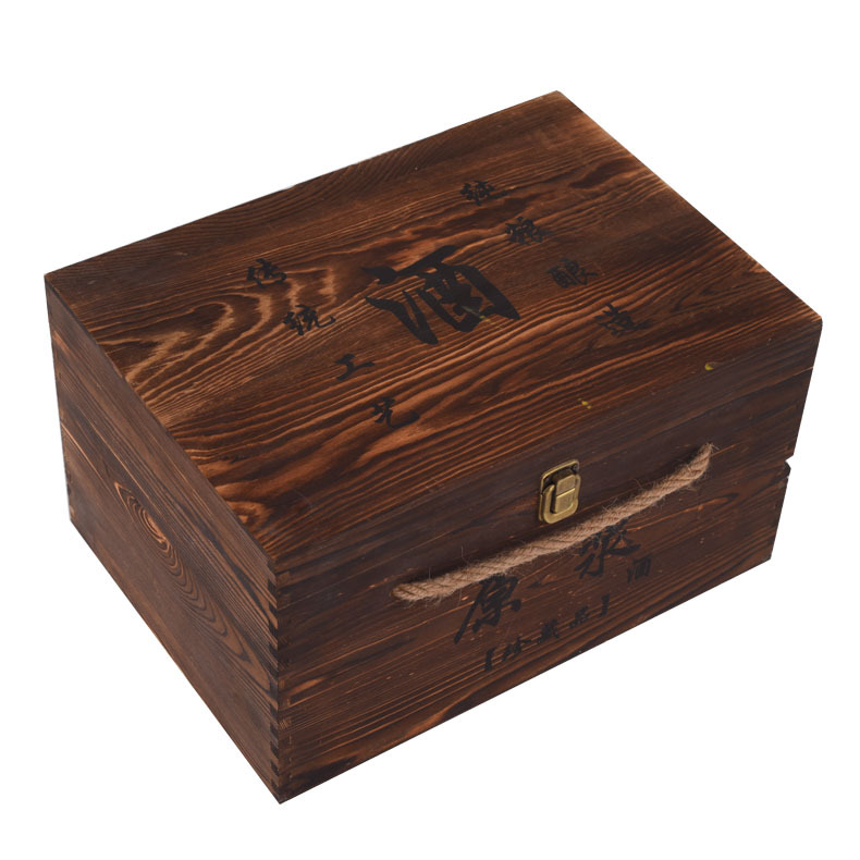 厂家直供木质酒盒 木制红酒盒 实木白酒盒 葡萄酒木盒 木酒箱_华韵