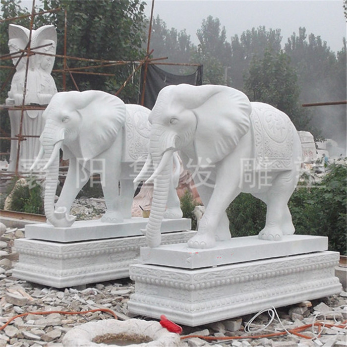 大理石石雕大象制作厂家_汉白玉雕塑厂家-襄阳鲁发雕塑有限公司