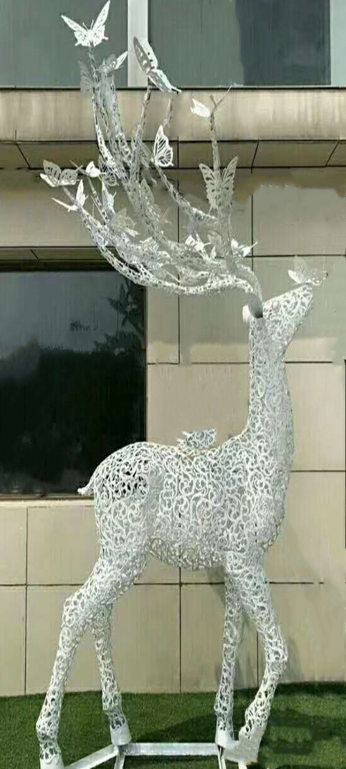 河南不锈钢几何块面抽象小鹿雕塑报价_不锈钢雕塑-深圳市东方韵造型艺术有限公司