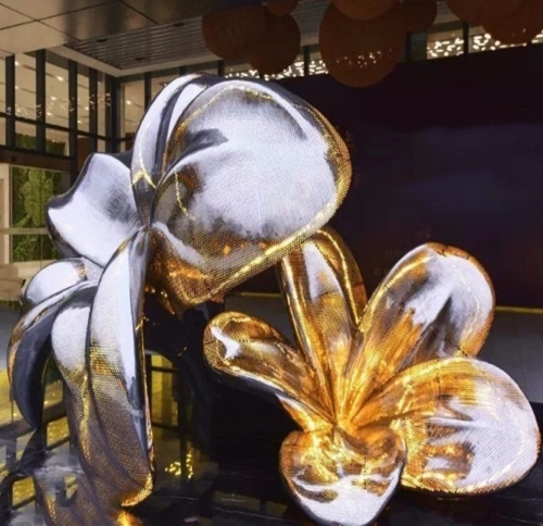 北京铁艺荷叶荷花雕塑主题公园艺术造景装饰_玻璃钢雕塑相关-深圳市东方韵造型艺术有限公司